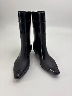 Jeffrey Campbell Drench Kitten 1.5” Heel Rain Boot Bootie Black